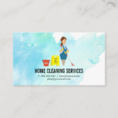 女性のモッピング | クリーニングサービス 名刺 (正面)