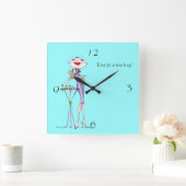 女性のユーモアの時計の上のTouchの時間 スクエア壁時計 (ホーム)