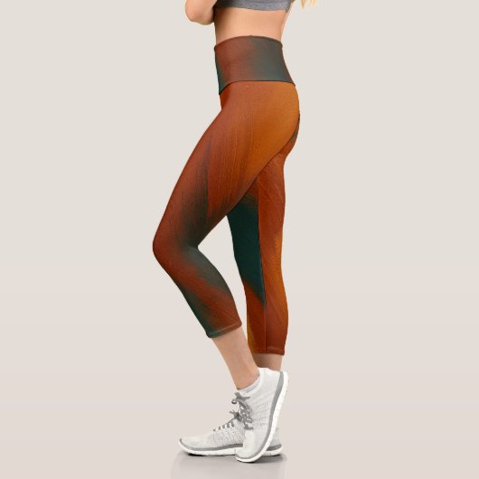 「女性のヨガセットにブラッシュストローク芸術的のデザイン カプリレギンス (左)