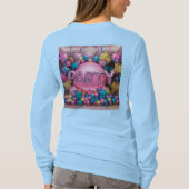 女性のライトブルー長袖バルーンパーティー Tシャツ (裏面)