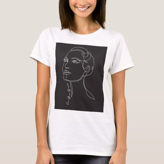 女性のラインアートスケッチ – あなたの夢を生きる Tシャツ (正面)