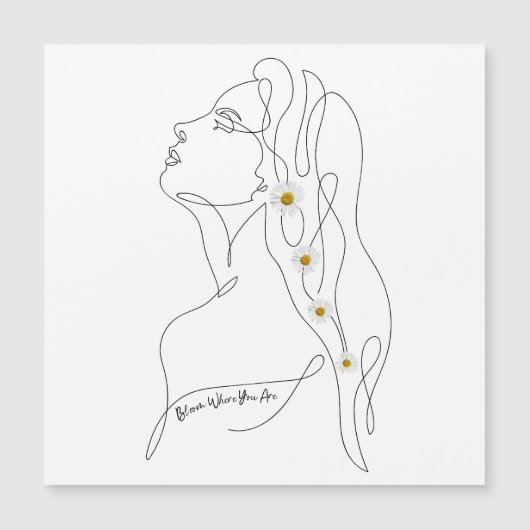 女性のラインアートスケッチ-開花の場所 (正面)