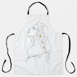 女性のラインアートスケッチ-開花の場所 エプロン