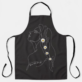 女性のラインアートスケッチ-開花の場所 エプロン