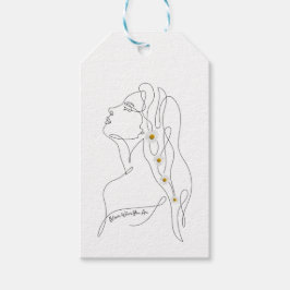 女性のラインアートスケッチ-開花の場所 ギフトタグ