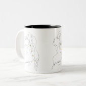 女性のラインアートスケッチ-開花の場所 ツートーンマグカップ (正面左)
