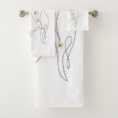 女性のラインアートスケッチ-開花の場所 バスタオルセット (インサイチュ)