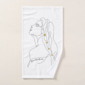 女性のラインアートスケッチ-開花の場所 バスタオルセット (ハンドタオル)