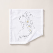 女性のラインアートスケッチ-開花の場所 バスタオルセット (ウォッシュタオル)