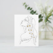 女性のラインアートスケッチ-開花の場所 ポストカード (スタンド正面)