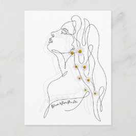 女性のラインアートスケッチ-開花の場所 ポストカード