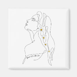 女性のラインアートスケッチ-開花の場所 マグネット