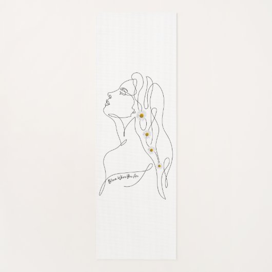 女性のラインアートスケッチ-開花の場所 ヨガマット (正面)