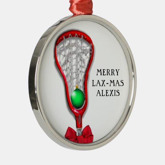 女性のラクロスクリスマス メタルオーナメント (右)