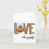 女性のラブガガライフパンプキンオータムハロウィン カード (黄色い花)