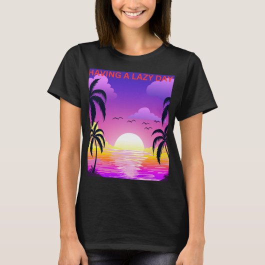 女性のリラックスデイサンセットTシャツ Tシャツ (正面)