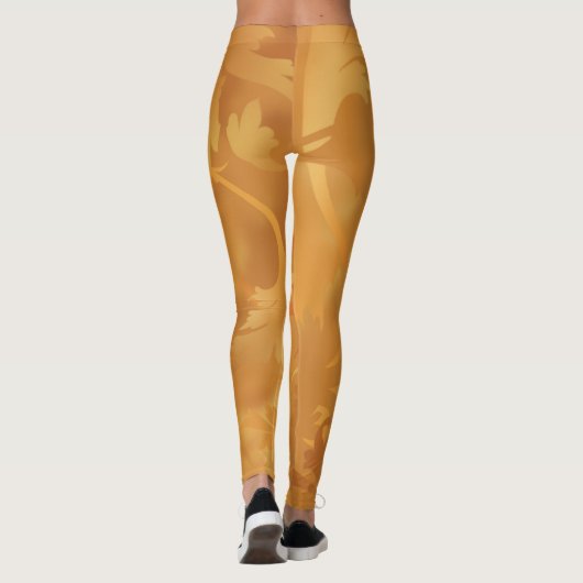 女性のリーフィパターン(の模様が)ある秋レギンス レギンス (裏面)