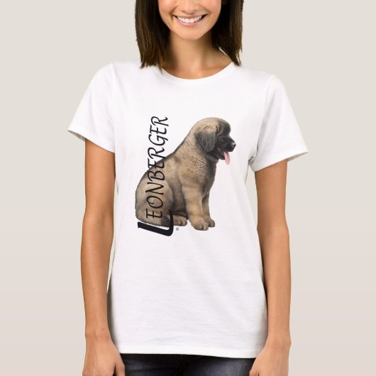 女性のルートビッヒLeonbergerの子犬のTシャツ Tシャツ (正面)
