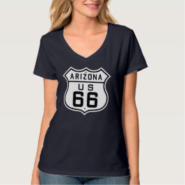 女性のルート66ハイウェイサインTシャツ Tシャツ