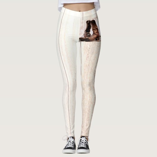 女性のレギンスは田舎の素朴な西部の衣服をブーツ レギンス (正面)