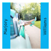 女性のレッグのヴィンテージ車の窓。編集可能なStileto フォトプリント (正面)