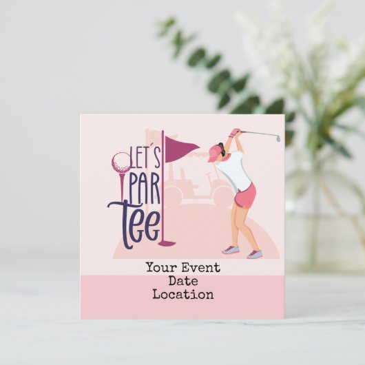 女性のレディーゴルファーのデートを救うためにパーでティーを選ぼう カード (スタンド正面)
