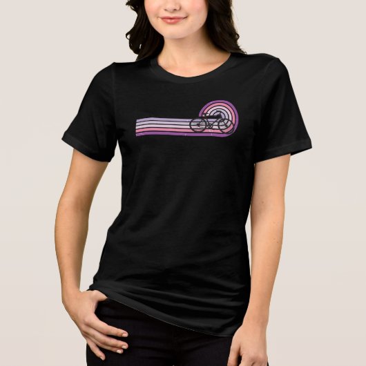 女性のレトロ自転車 トライブレンドTシャツ (正面)