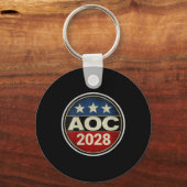 女性のレトロAoc 2028戦い寡頭政治の抗議Resi キーホルダー (正面)