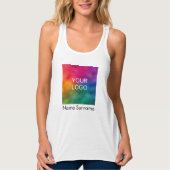 女性のレーサーバックスリムフィットビジネスロゴ従業員 タンクトップ (正面)