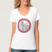 女性のロゴのV首のティー Tシャツ (正面)