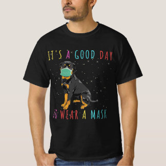 女性のロットワイラー衣服Aマスクおもしろいその良い日 Tシャツ