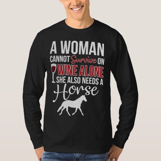 女性のワインと馬 Tシャツ (正面)