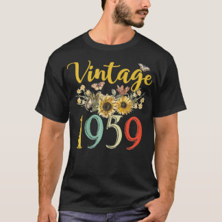 女性のヴィンテージ1959ひまわり63番目の誕生日Aesom Tシャツ