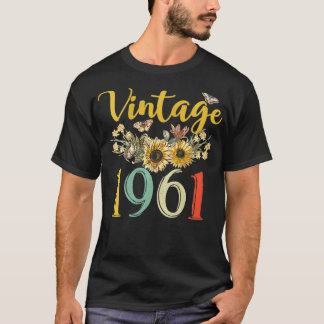 女性のヴィンテージ1961ひまわり61番目の誕生日Aesom Tシャツ