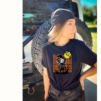女性の不気味レトロおもしろいハロウィーンかかしティー Tシャツ