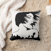 女性の両面ブラック/ホワイト枕 クッション (ブランケット)