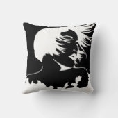 女性の両面ブラック/ホワイト枕 クッション (裏面)