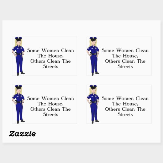 女性の中には警察官のユーモアを解く者もいる 長方形シール (シート)