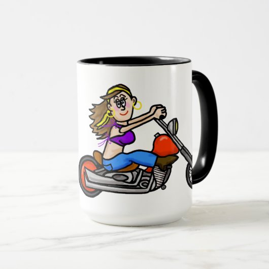 女性の乗馬のオートバイのマグはそれをカスタマイズ! マグカップ (正面右)