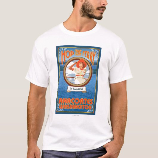 女性の乗馬フェリー- Anacortesワシントン州 Tシャツ (正面)