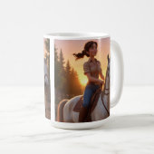 女性の乗馬 コーヒーマグカップ (正面右)