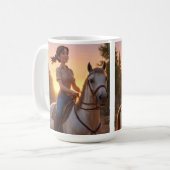 女性の乗馬 コーヒーマグカップ (正面左)
