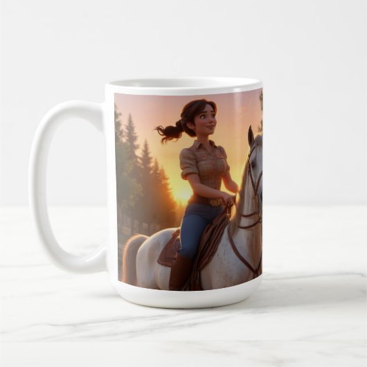 女性の乗馬 コーヒーマグカップ (左)