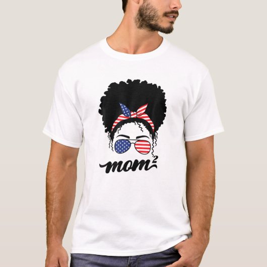 女性の乱雑Bunママ2ママ2の2つのTの母を二乗 Tシャツ (正面)