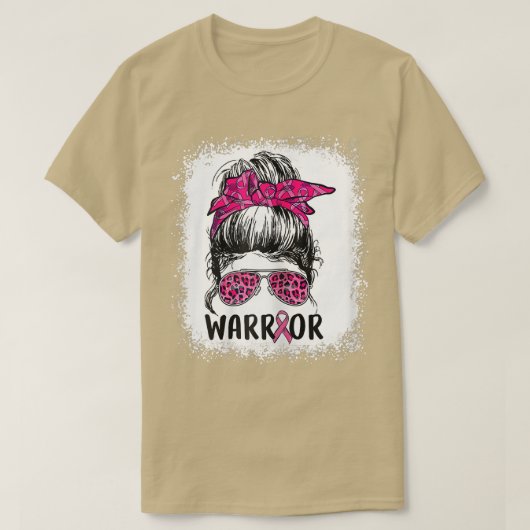 女性の乳がん戦士メッシーバンヒョウのブル Tシャツ (デザイン正面)