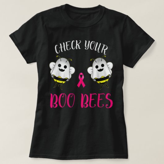 女性の乳がん認識度おもしろいCheck Your Bo Tシャツ (デザイン正面)