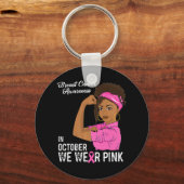 女性の乳がん認識度10月We衣服 キーホルダー (正面)
