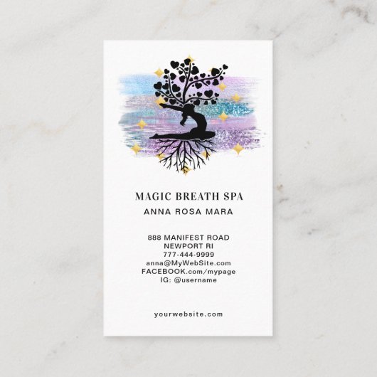 **女性の人生のツリーヨガ霊気 名刺 (裏面)