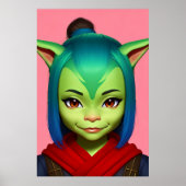 女性の人間ゴブリンのポートレート | AI Art ポスター (正面)
