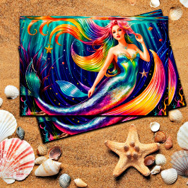 女性の人魚の星明るい美しい海の神話 ポストカード